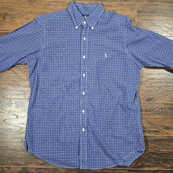 Ralph Lauren Shirt Mens‎ Medium Blue Plaid Button Down Long Sleeve Classic Fit - Picture 2 of 6